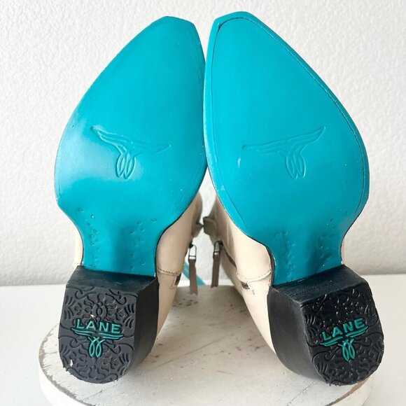 Lane SMOKESHOW Womens Cowboy Boots 9 Pale Ivory Leather Western Cowgirl Tall - Picture 9 of 12